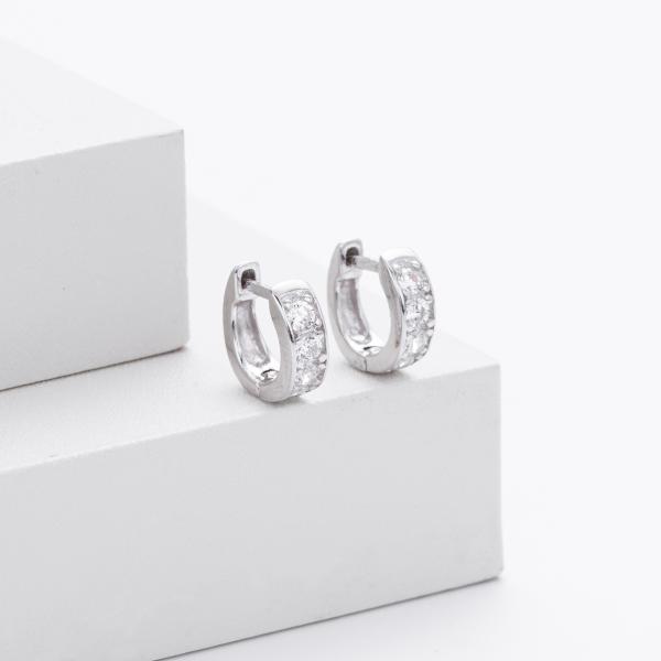 Silver Channel-Set Huggie Earrings