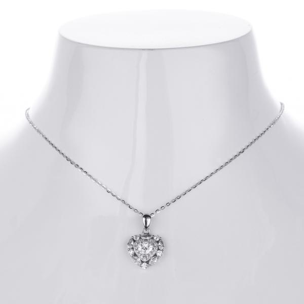 Silver Heart Cubic Zirconia Pendant Necklace