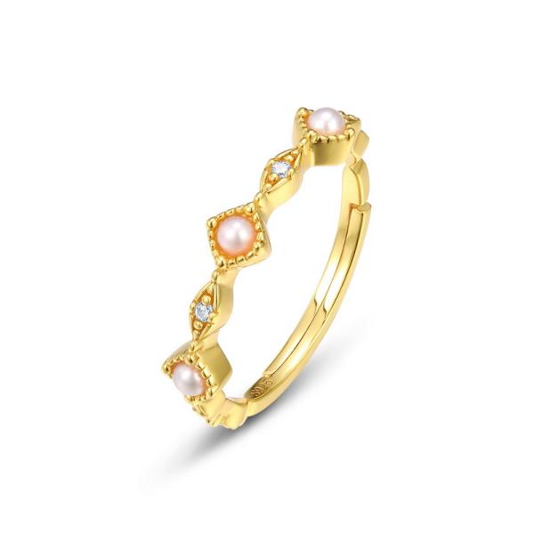 Gold Pink Pearl Eternity Band