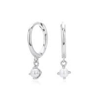 Silver Freshwater Pearl Huggie Earrings