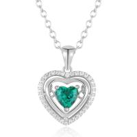 Green Heart Halo Pendant Necklace