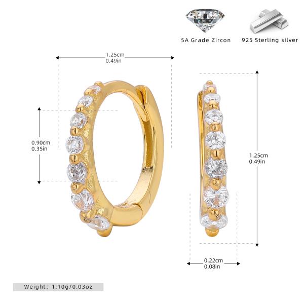 Gold Cubic Zirconia Huggie Earrings