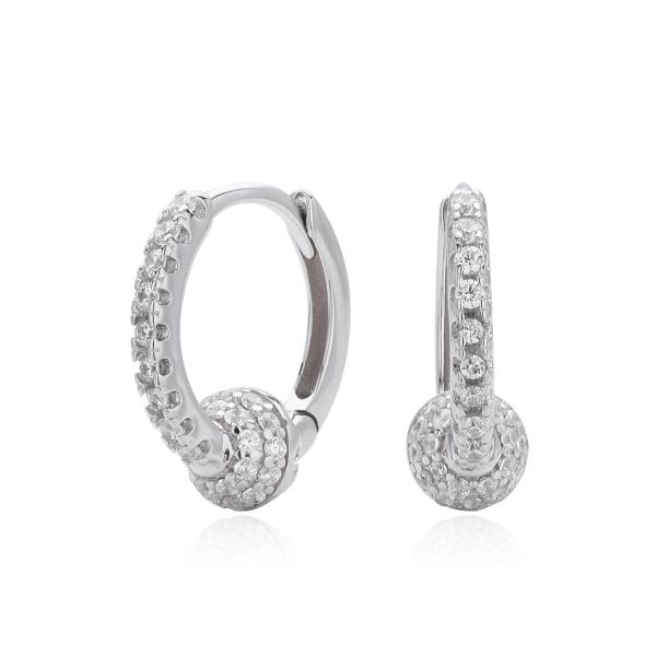 Silver Pavé Huggie Earrings