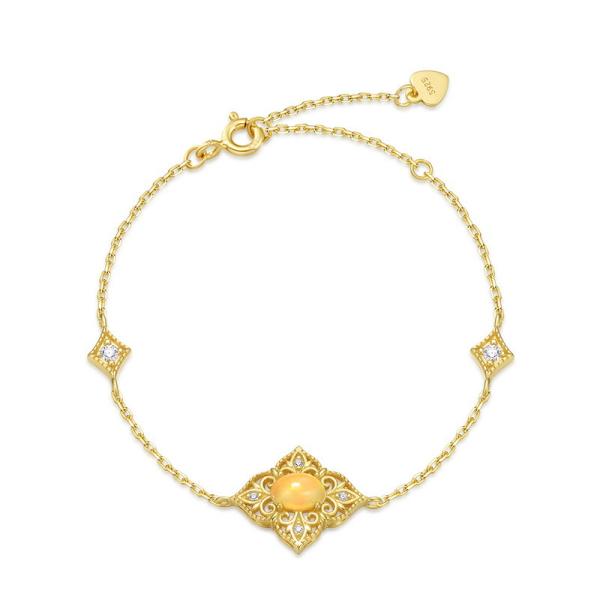 Gold Floral Motif Chain Bracelet