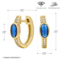 Gold-Plated Blue Zirconia Huggie Earrings