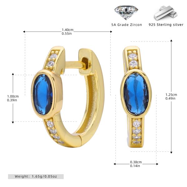 Gold-Plated Blue Zirconia Huggie Earrings