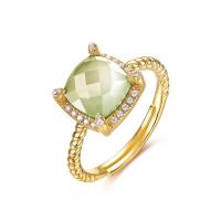Gold-Plated Green Stone Ring