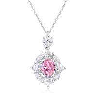 Pink Cubic Zirconia Cluster Pendant Necklace
