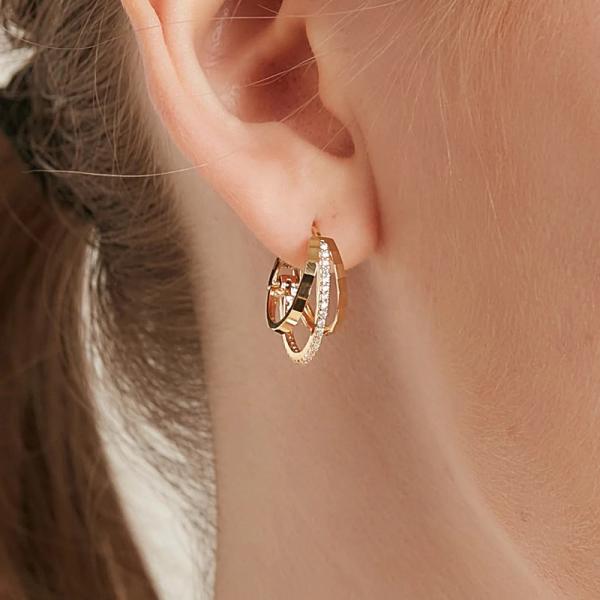 Gold-Tone Pavé Small Hoop Earrings