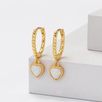 Gold Opal Heart Huggie Earrings