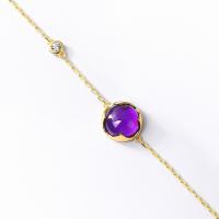 Gold-Plated Purple Stone Station Bracelet