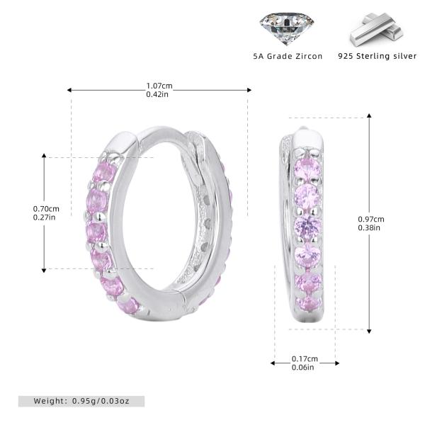 Pink Zirconia Silver Huggie Earrings