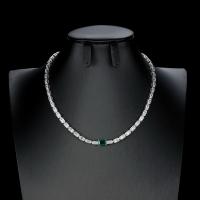 Emerald Silver Tennis Necklace