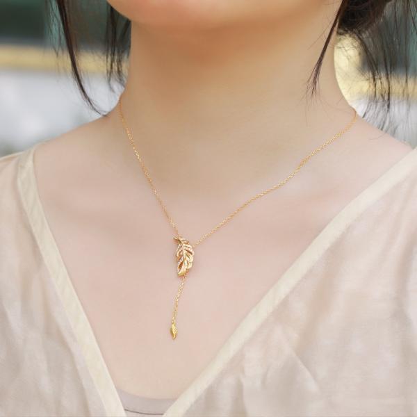 Gold Leaf Lariat Necklace