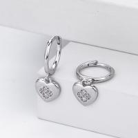 Silver Heart Charm Huggie Earrings
