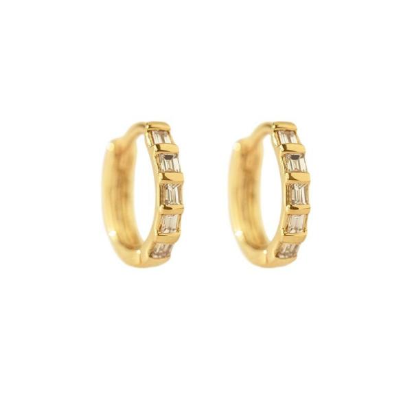 Gold Channel-Set Huggie Earrings