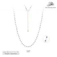 Blue Beaded Gold Chain Necklace