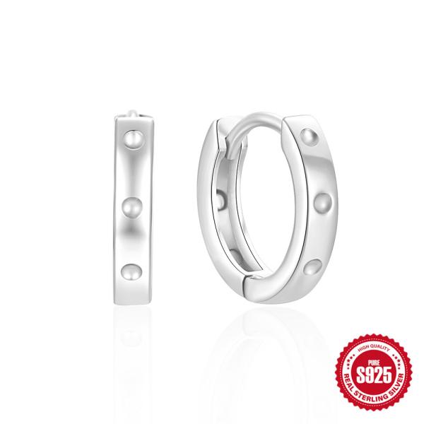925 Silver Geometric Huggie Earrings