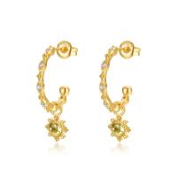 Green Stone Small Hoop Earrings