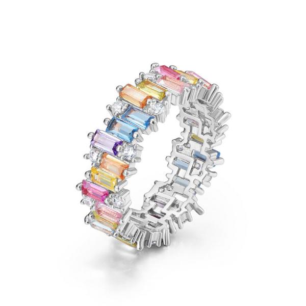 Multicolor Baguette Eternity Band