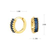 Gold Blue Crystal Huggie Earrings