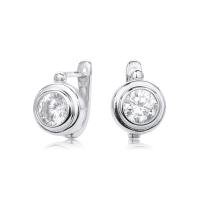 Silver Bezel Set Huggie Earrings