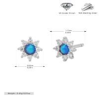 Silver Blue Opal Celestial Stud Earrings