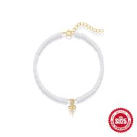 925 Silver Pearl Beaded Bow Charm Bracelet