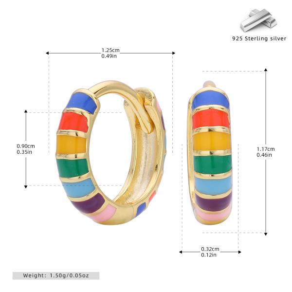 Multicolor Enamel Gold-Tone Huggie Earrings