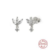925 Silver Floral Crystal Stud Earrings