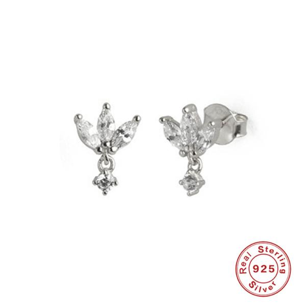 925 Silver Floral Crystal Stud Earrings