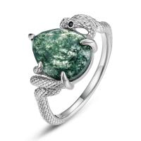Silver Jade Snake Ring