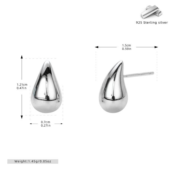 Extra Delicate Silver Teardrop Stud Earrings