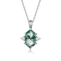 Sterling Silver Green Stone Pendant Necklace