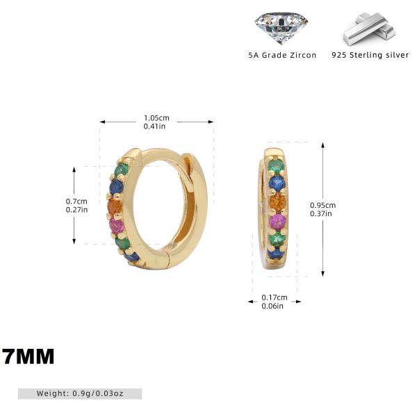 Gold Medium Multicolor Zircon Huggie Earrings