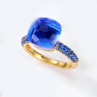 Gold Blue Sapphire Statement Ring