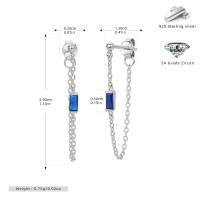 Silver Dangle Earrings with Blue Zircon