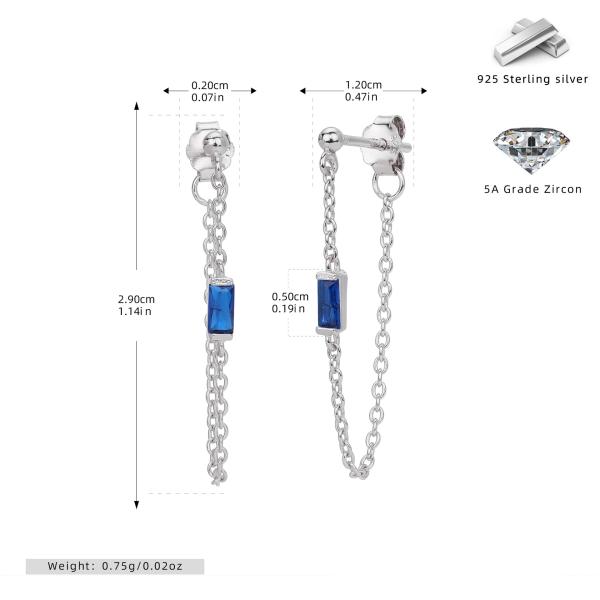 Silver Dangle Earrings with Blue Zircon