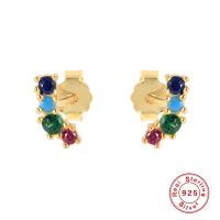 925 Silver Multicolor Gemstone Stud Earrings