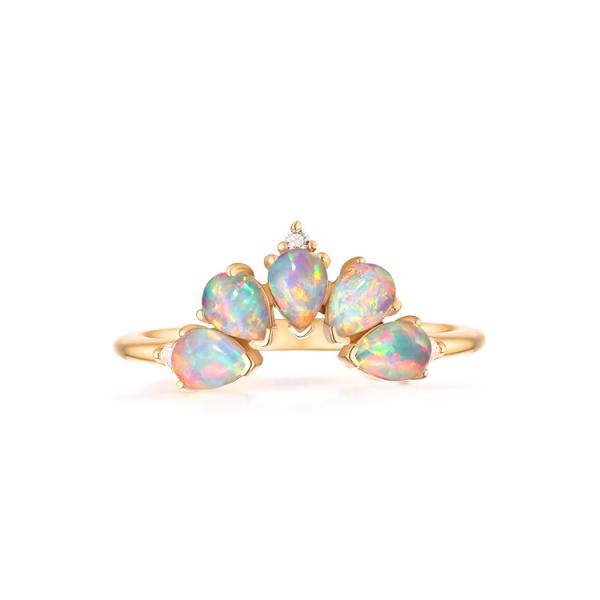 Delicate Opal Crown Band Ring