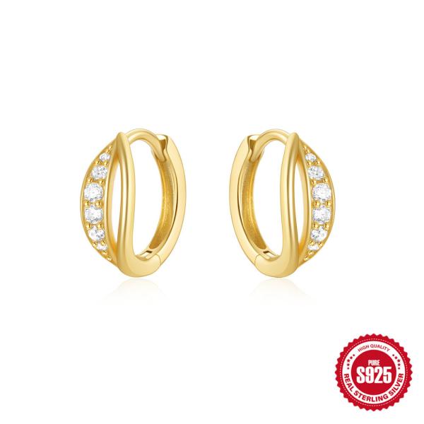 Gold-Plated Cubic Zirconia Huggie Earrings