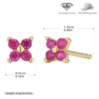 Gold Tone Pink Cubic Zirconia Stud Earrings