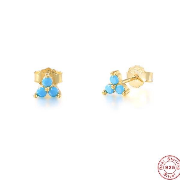 Turquoise Gold Prong Stud Earrings