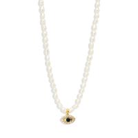 Gold Evil Eye Pendant Pearl Necklace