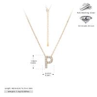 Gold Zirconia Letter 'P' Pendant Necklace