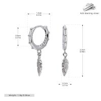 Silver Feather Dangle Huggie Earrings