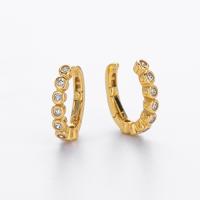 Gold Bezel Set Huggie Earrings
