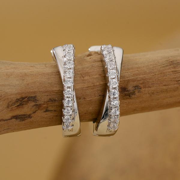 Silver Pavé Small Hoop Earrings