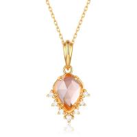 Peach Stone Gold Pendant Necklace