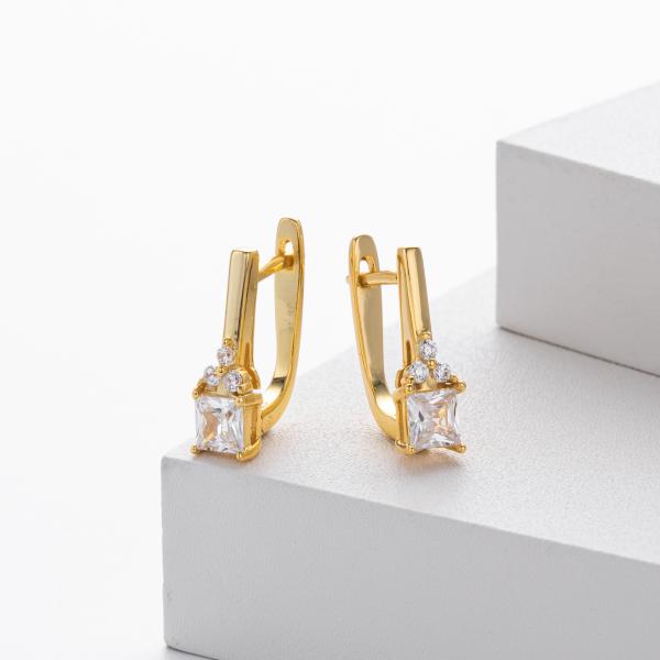 Gold Square Huggie Earrings